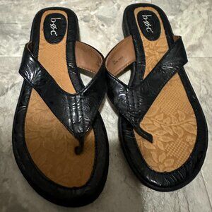 b.o.c black leather sandals